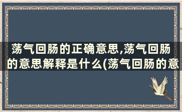 荡气回肠的正确意思,荡气回肠 的意思解释是什么(荡气回肠的意思解释是什么)